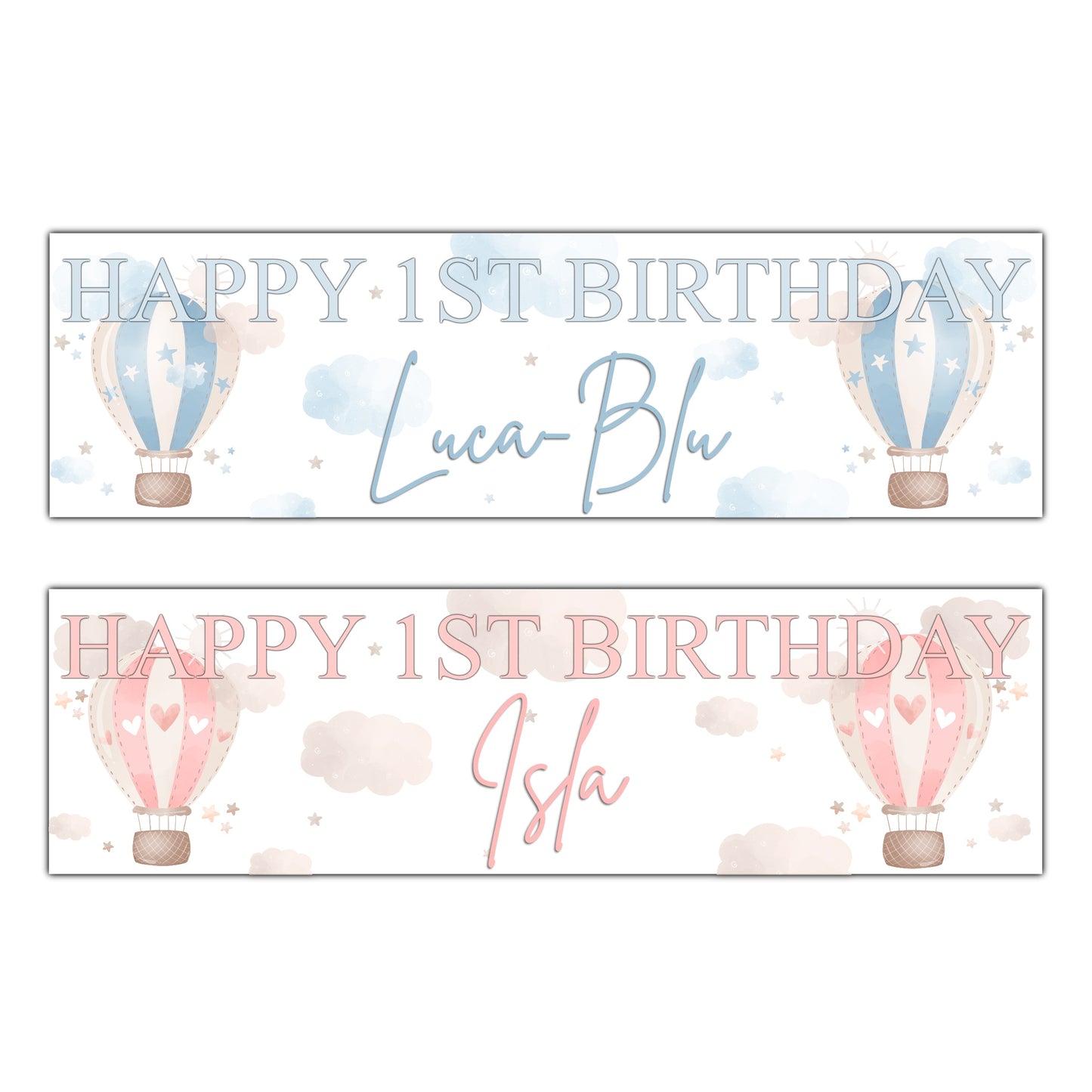 Personalised 1st Birthday Pink Blue Banners