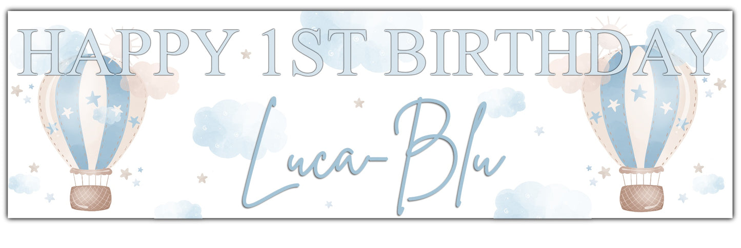 Personalised 1st Birthday Banner Blue