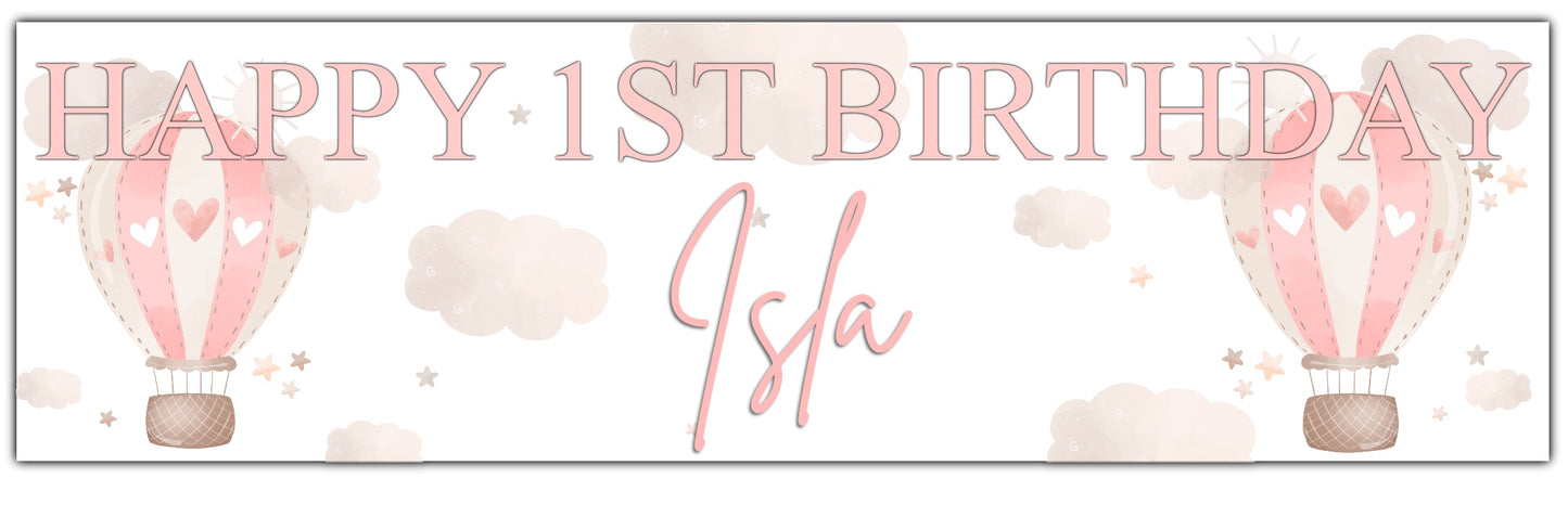 Personalised 1st Birthday Banner Pink