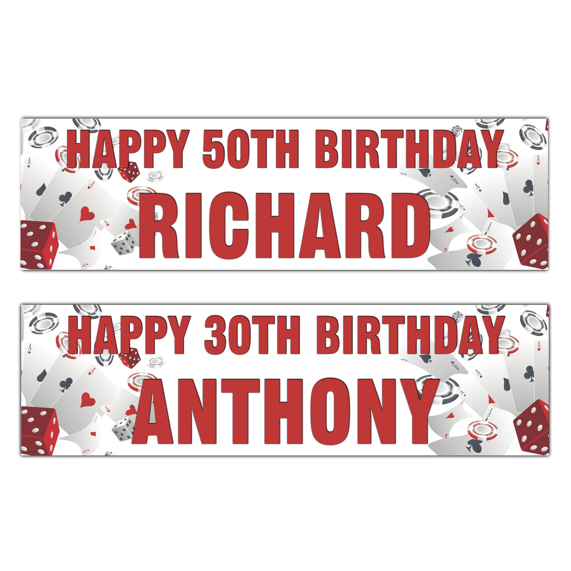 Personalised Casino Theme Birthday Banners