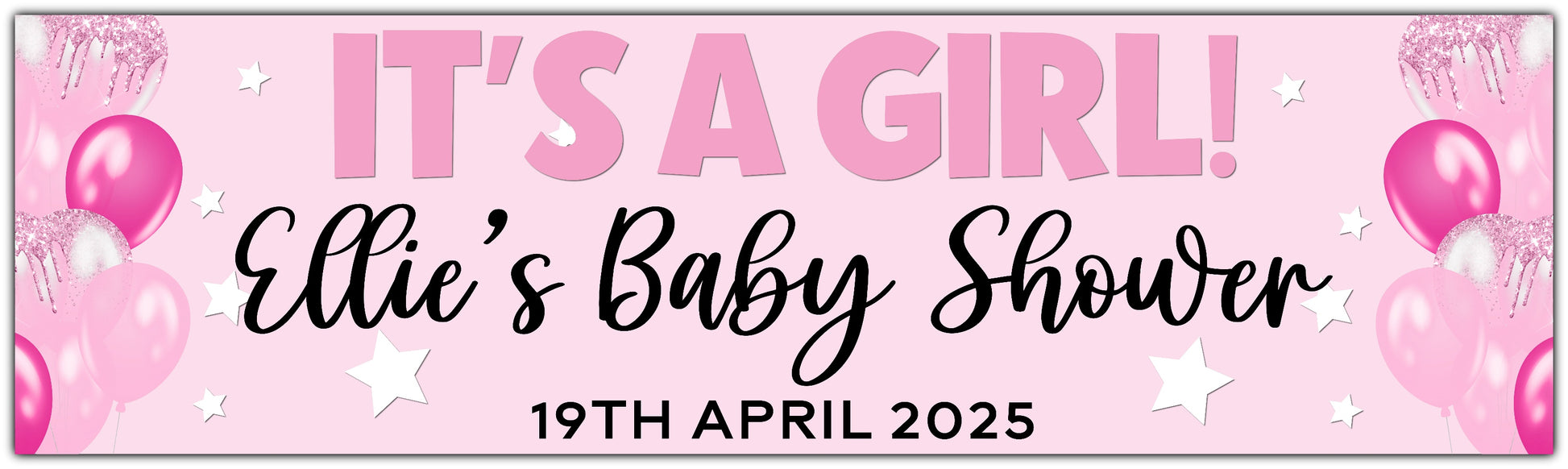 Personalised It's a Girl Baby Shower Banner pink