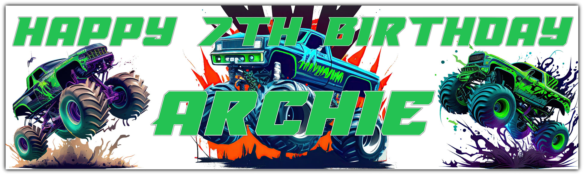 Personalised Monster Trucks Banner