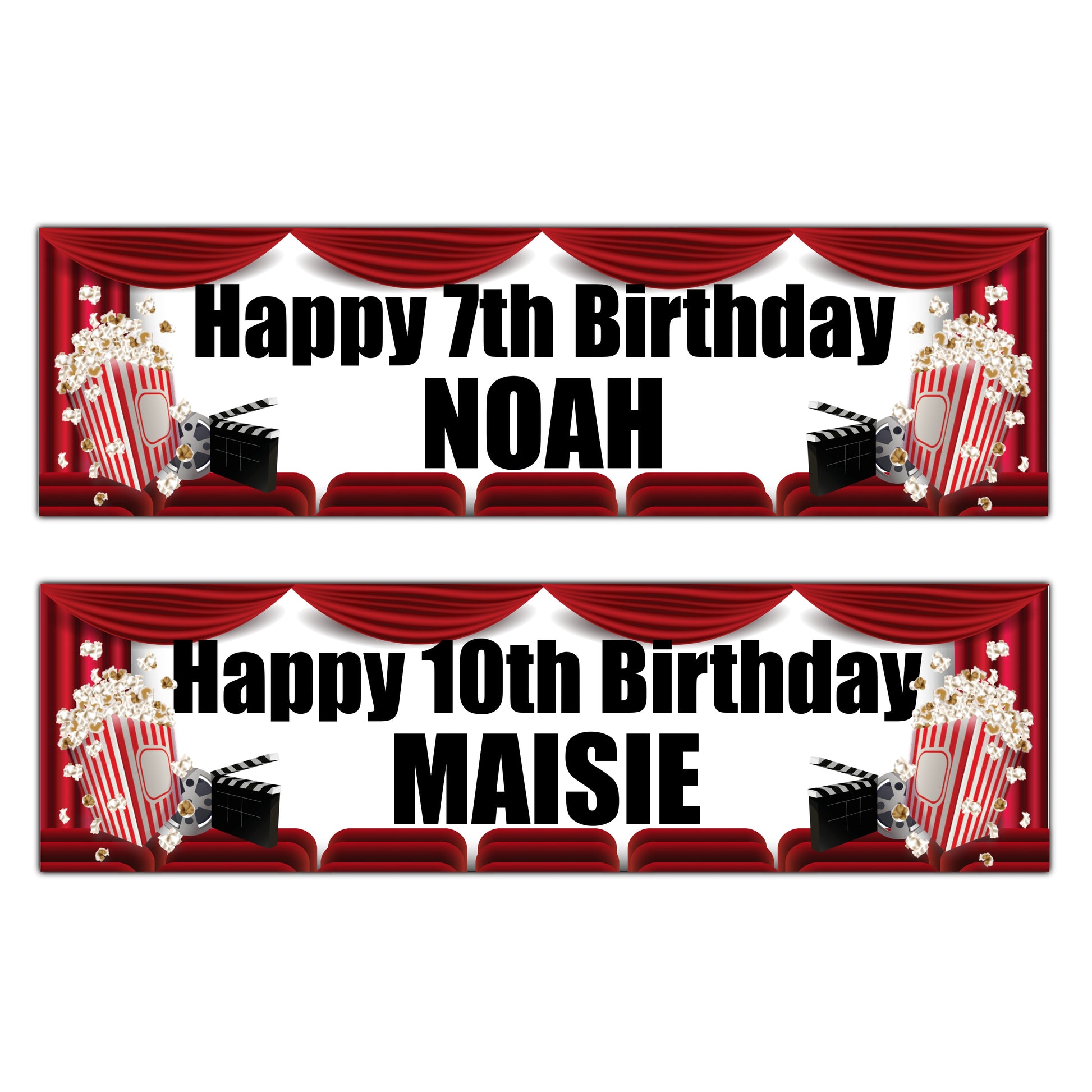 Personalised Movie Night Birthday Banners