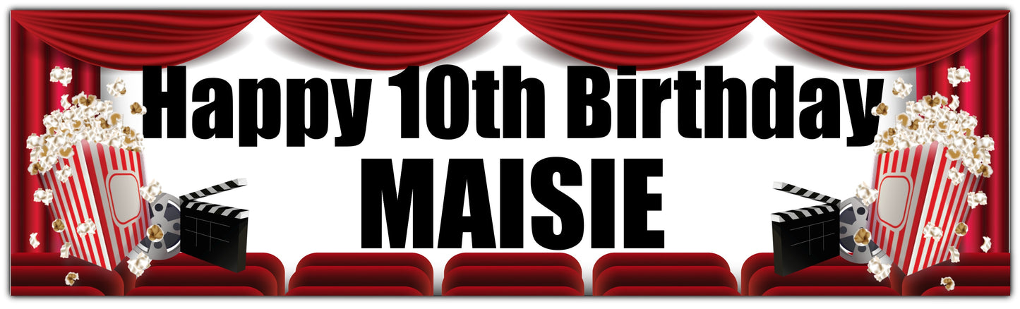 Personalised Movie Night Birthday Banner