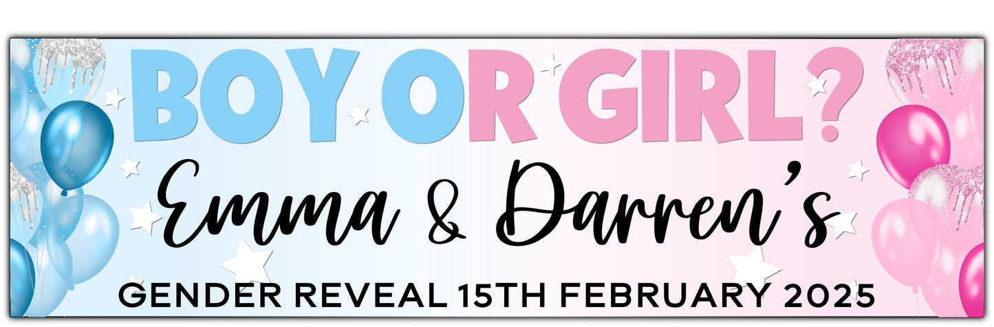 Boy or Girl Personalised Gender Reveal Banner