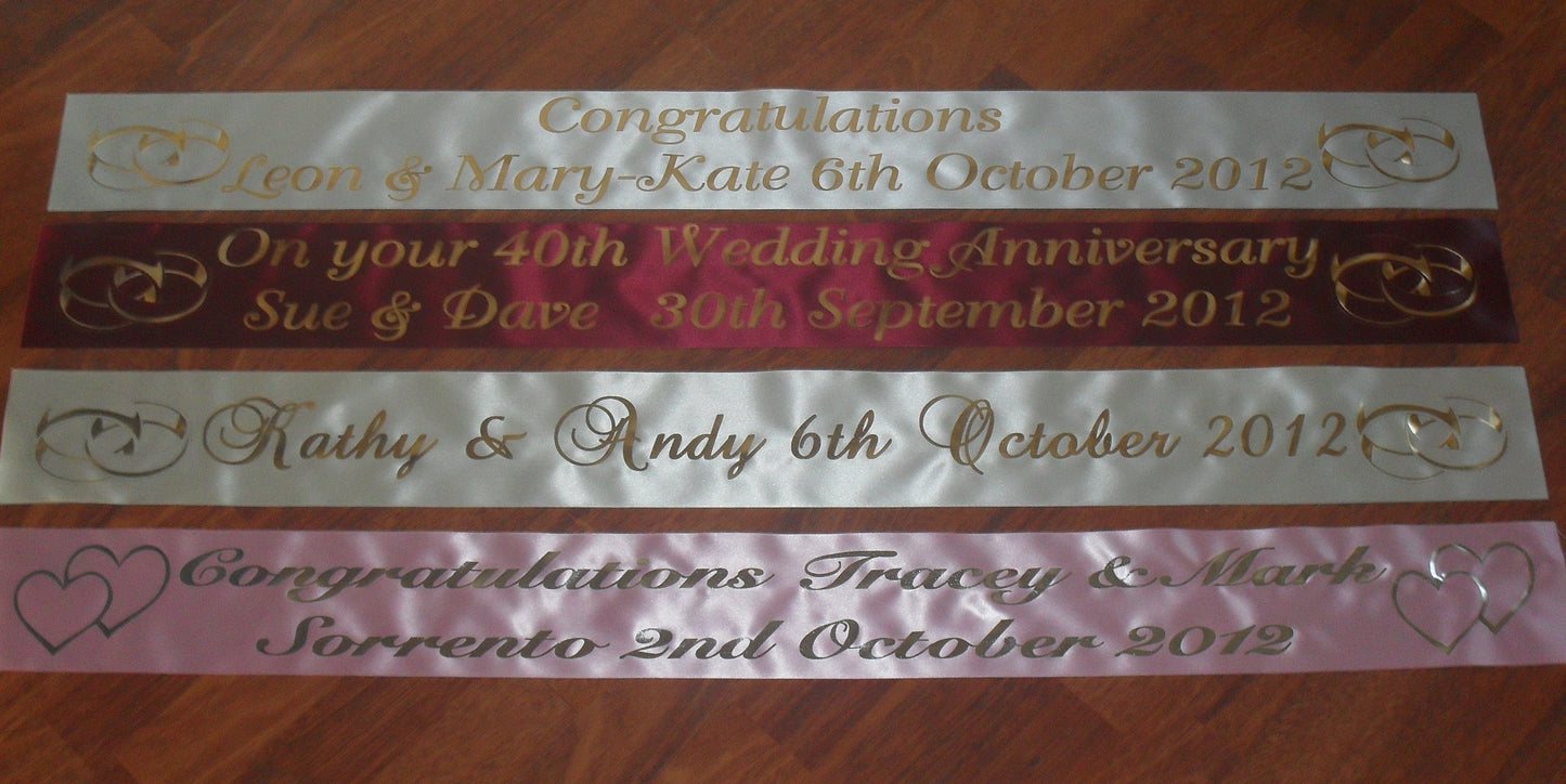 Personalised Satin Wedding Banners 