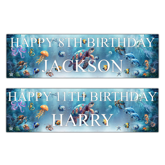 Personalised Under the Sea Birthday Banners