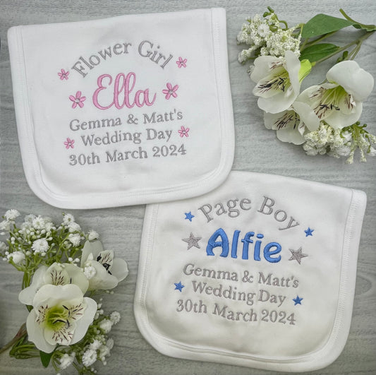 Personalised Flower Girl Or Page Boy Baby Bib