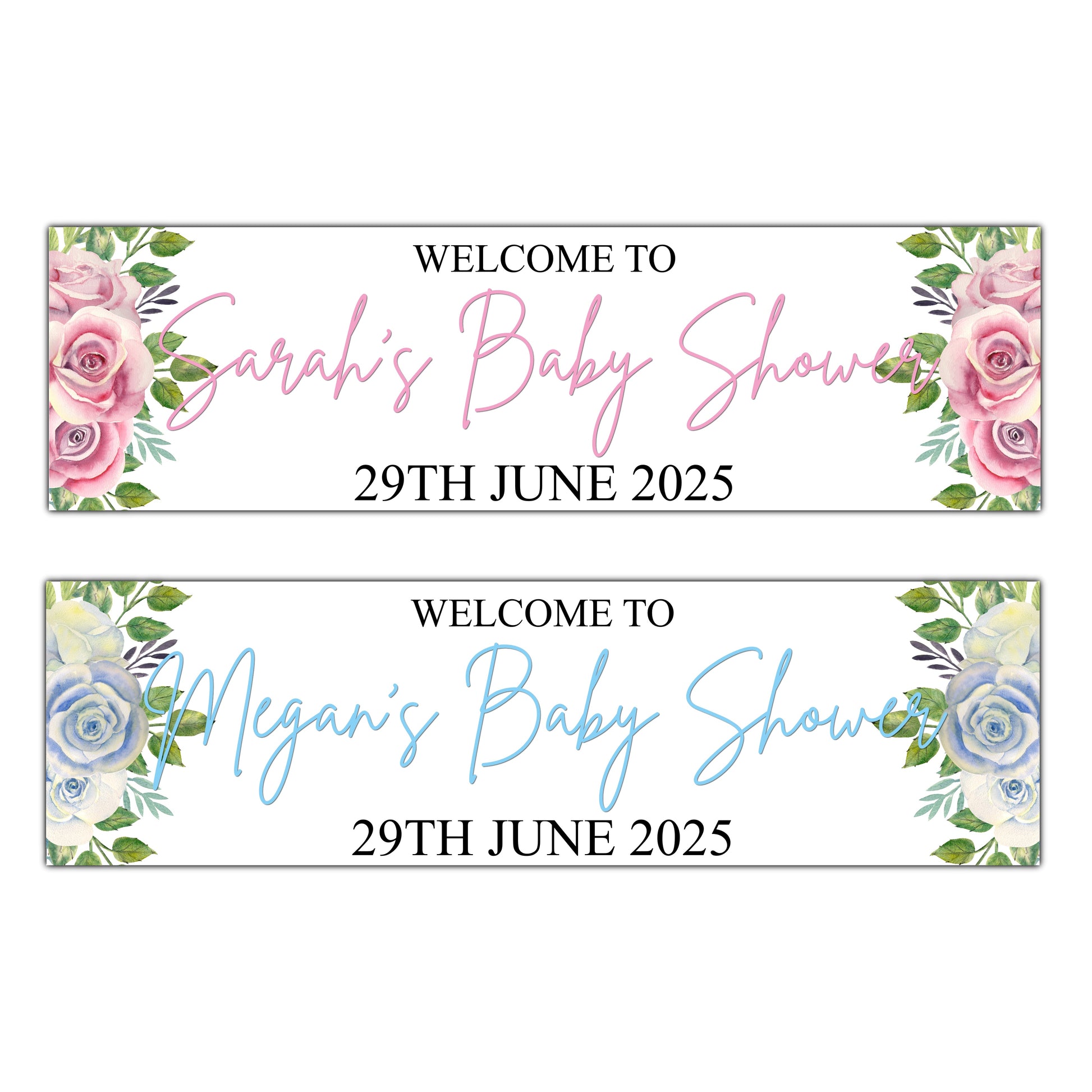 personalised Baby Shower Pink/Blue Floral Banners