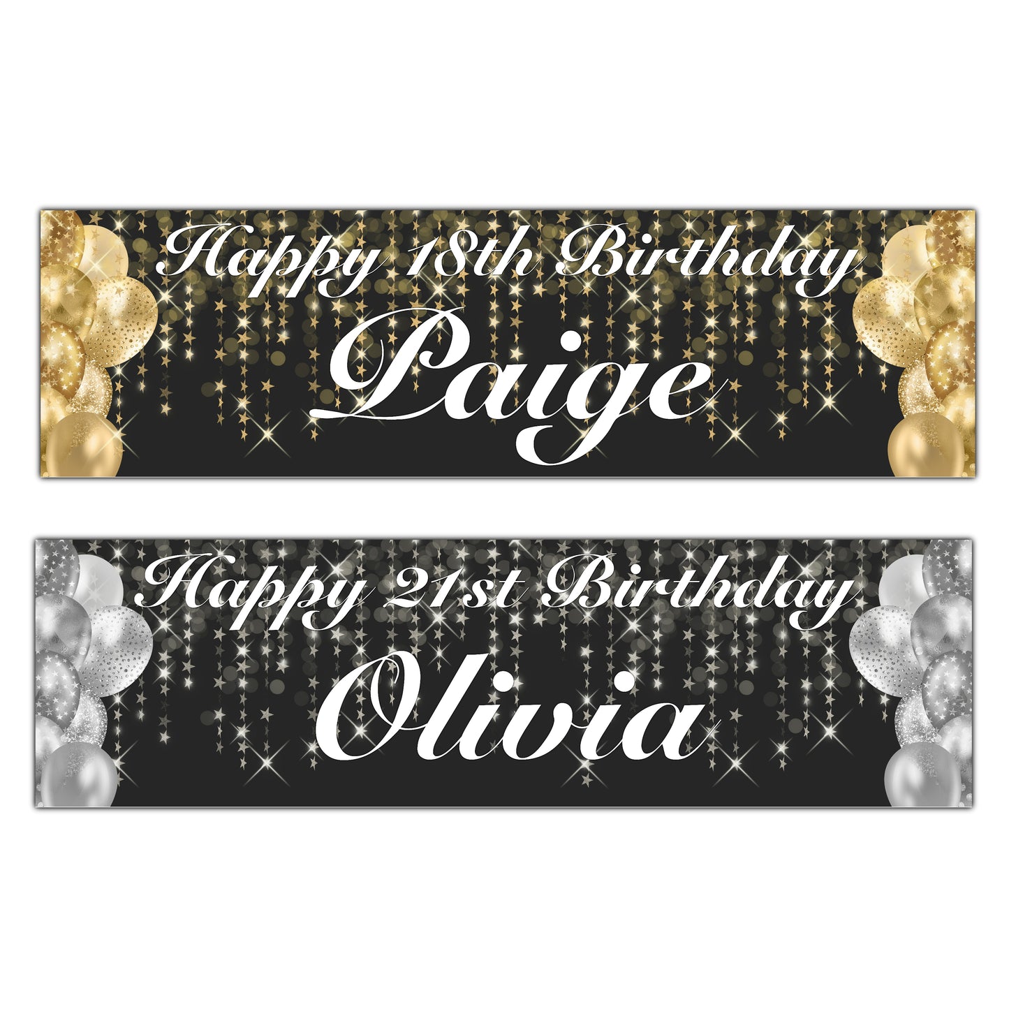 Personalised Stars and Balloons Birthday Banners