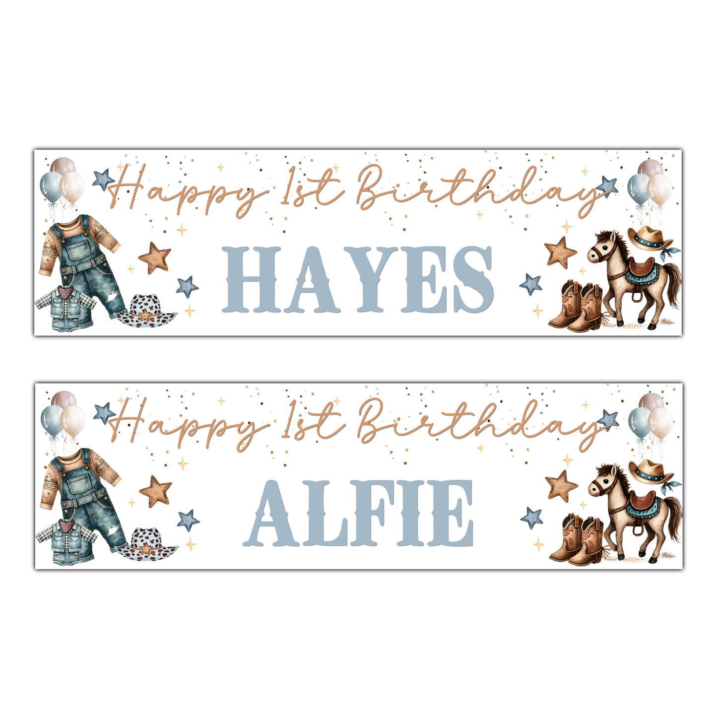 Little Cowboy 1st Birthday Personalised Banners 