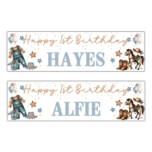 Little Cowboy 1st Birthday Personalised Banners 