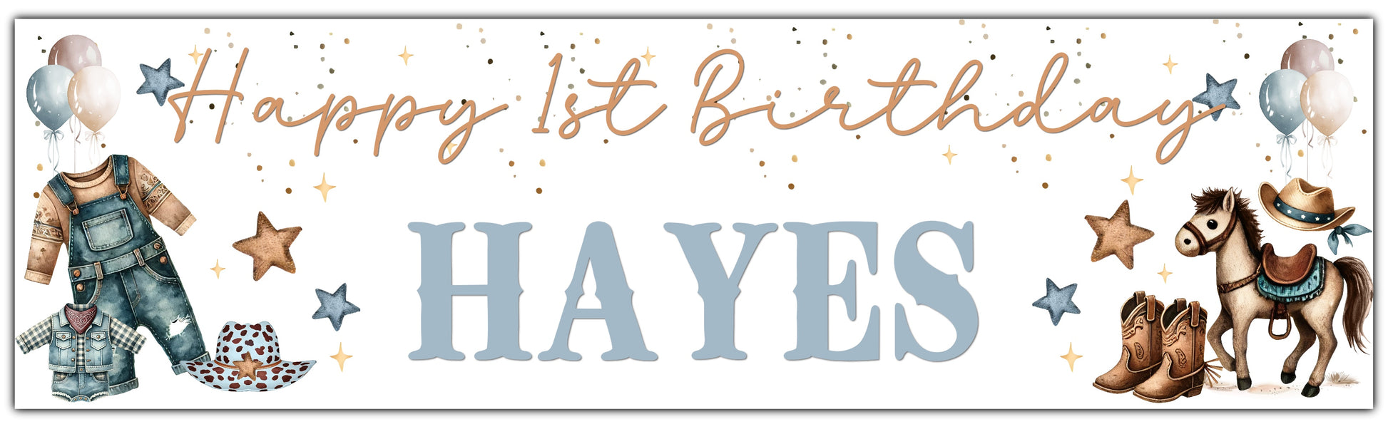 Little Cowboy 1st Birthday Personalised Banner