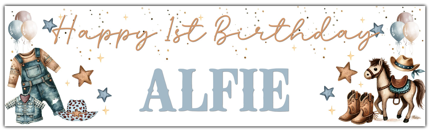 Little Cowboy 1st Birthday Personalised Banner