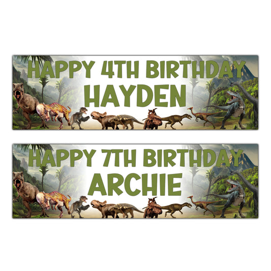 Personalised Dinosaur Birthday Banners