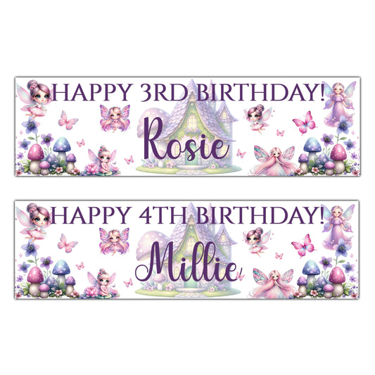 Personalised Fairies Magical Birthday Banners