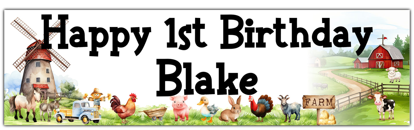 Personalised Farm Animals Birthday Banner