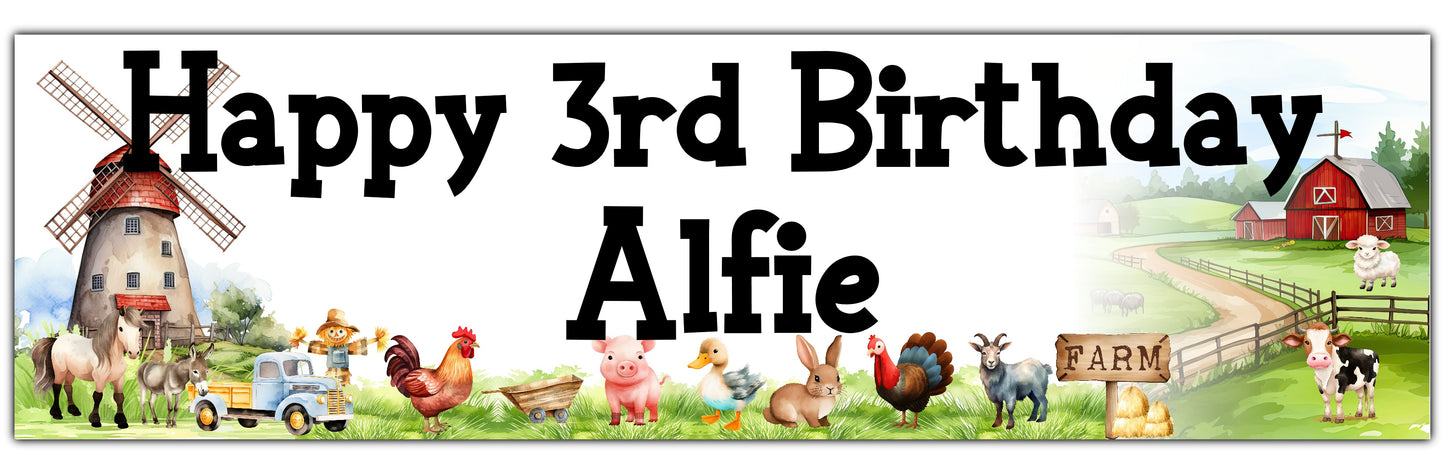 Personalised Farm Animals Birthday Banner