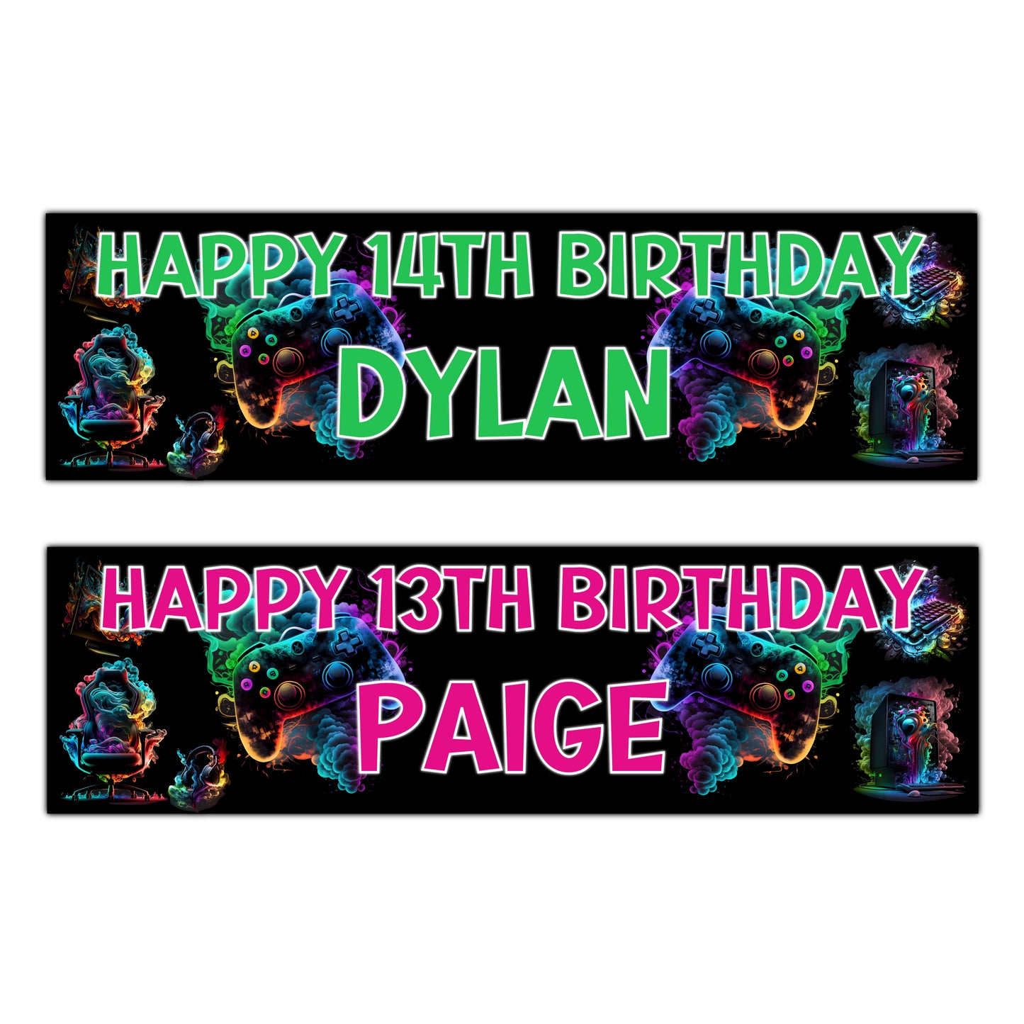 Personalised Birthday Gamer Banners