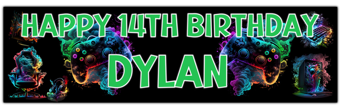 Personalised Birthday Gamer Banner Green