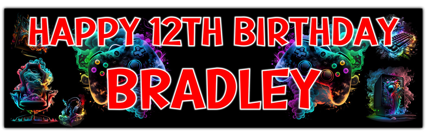 Personalised Birthday Gamer Banner Red