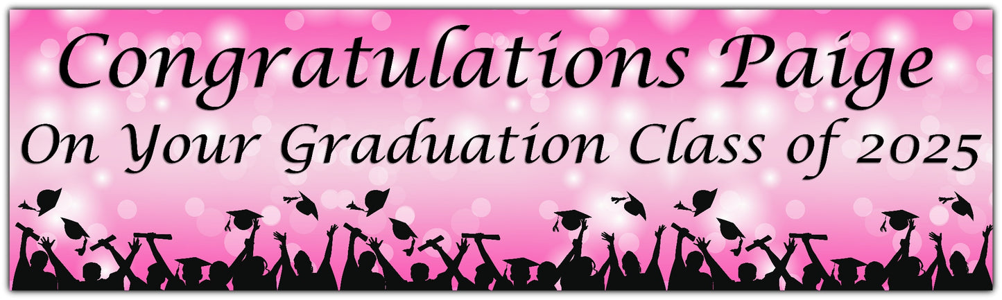 Personalised Graduation Banner deep pink