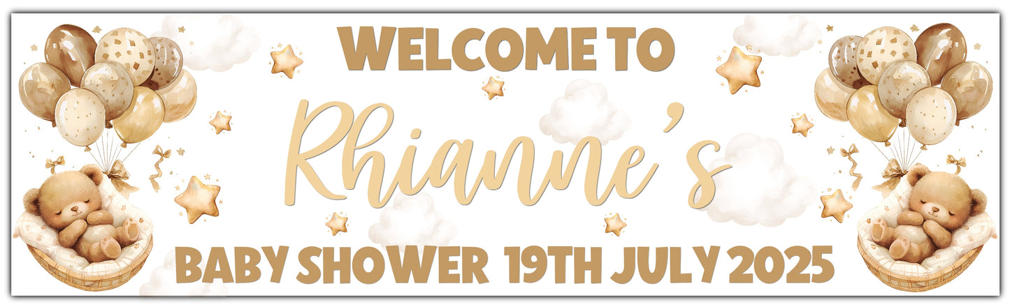 Sleeping Bear Personalised Baby Shower Banner