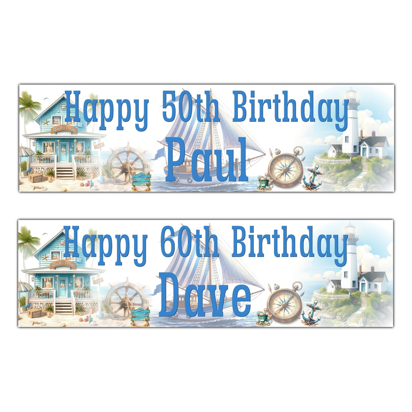 Personalised Nautical Birthday Banners