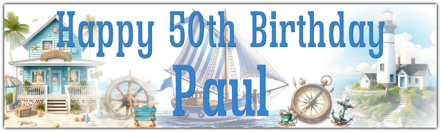 Personalised Nautical Birthday Banner