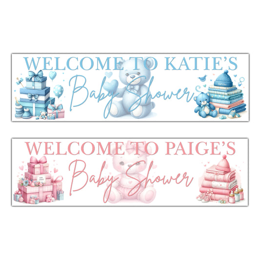 Personalised pink/blue Bears Baby Shower Banner