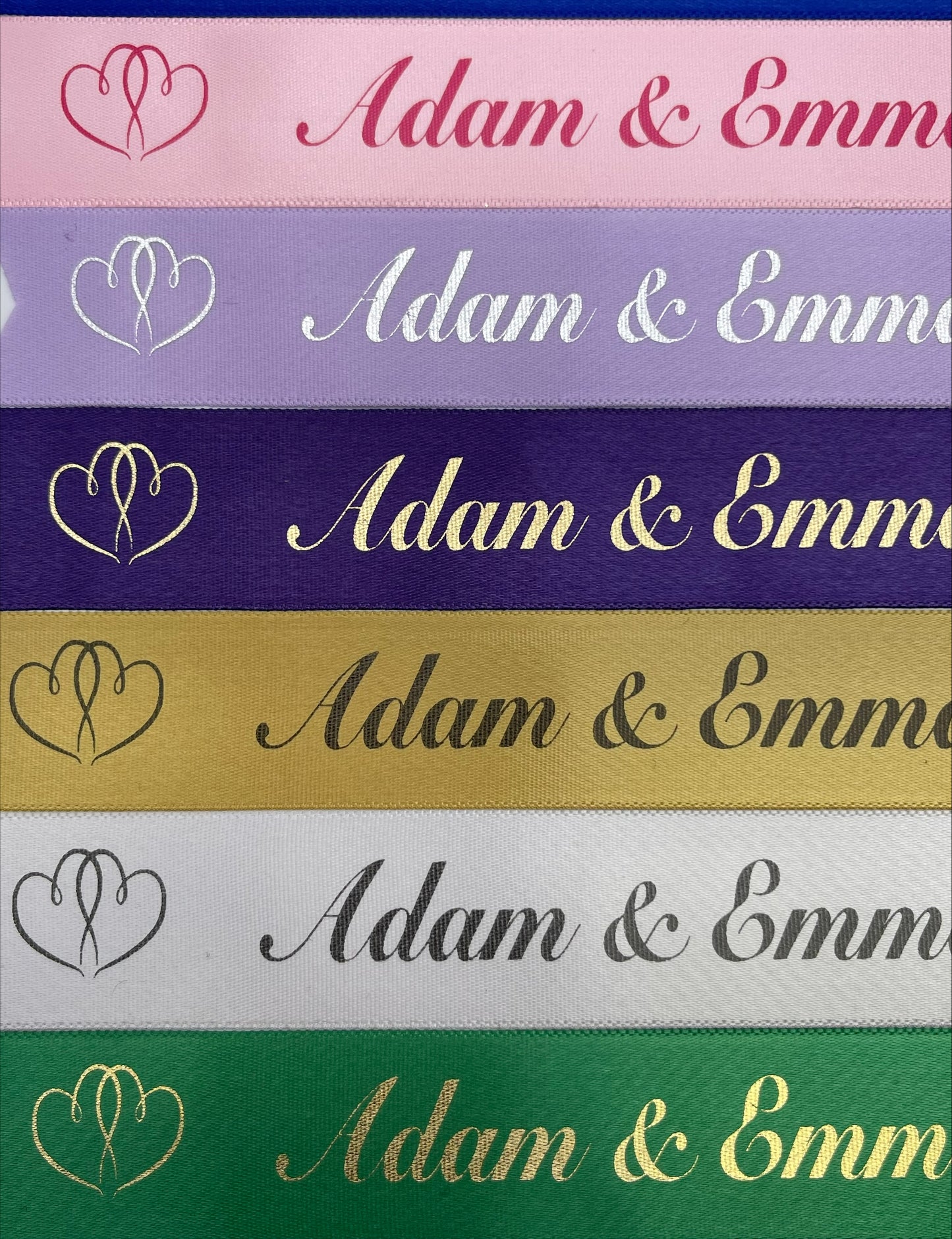 Personalised Satin Wedding Day, Anniversary, Engagement 25mm Ribbon