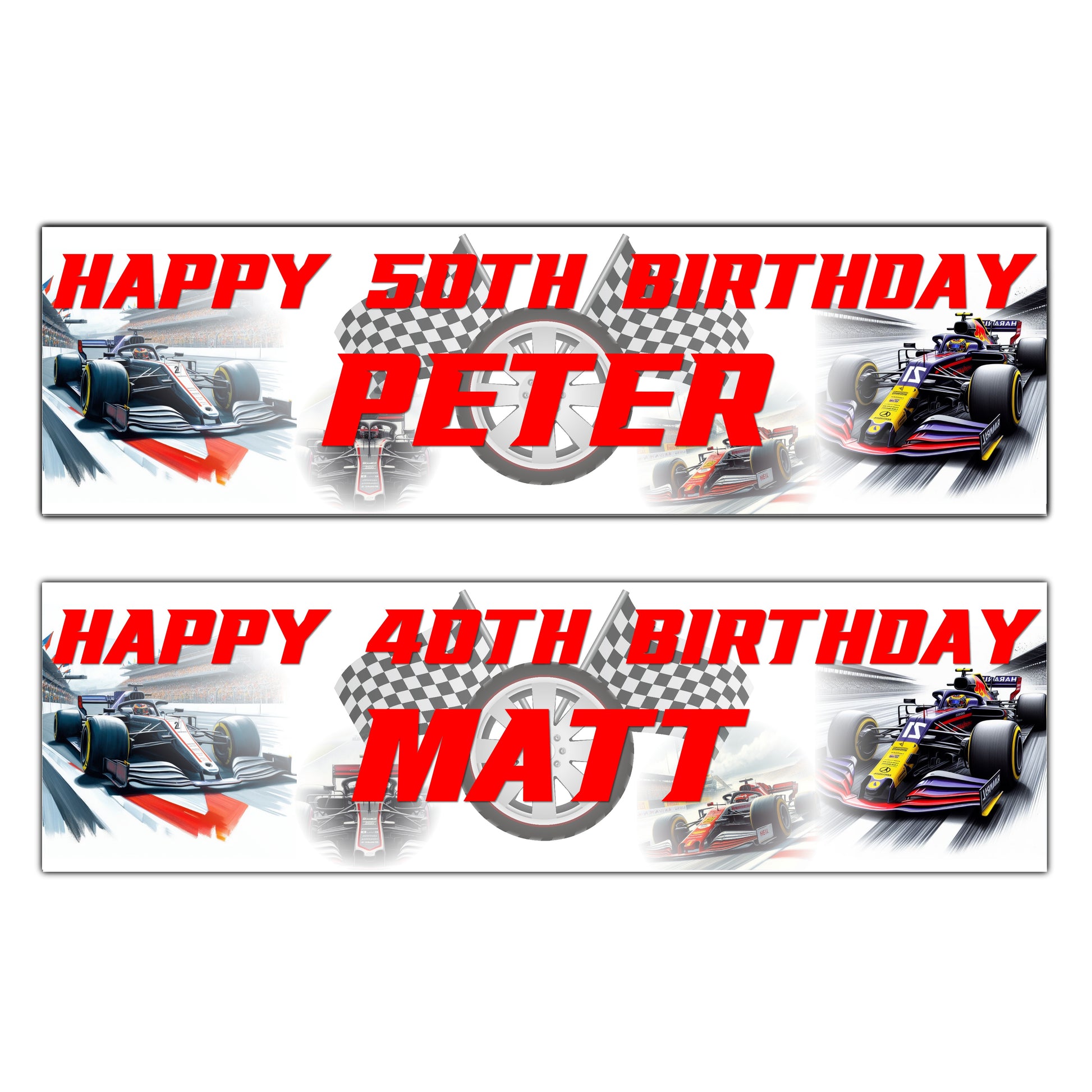 Personalised Racing Cars Birthday Banners