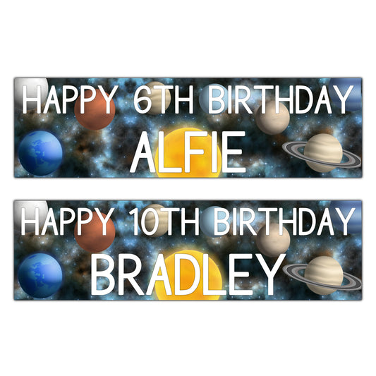 Personalised Space Planets Birthday Banners