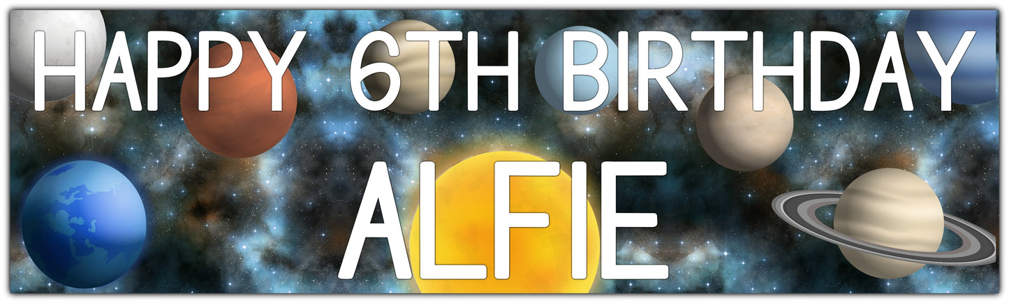 Personalised Space Planets Birthday Banner