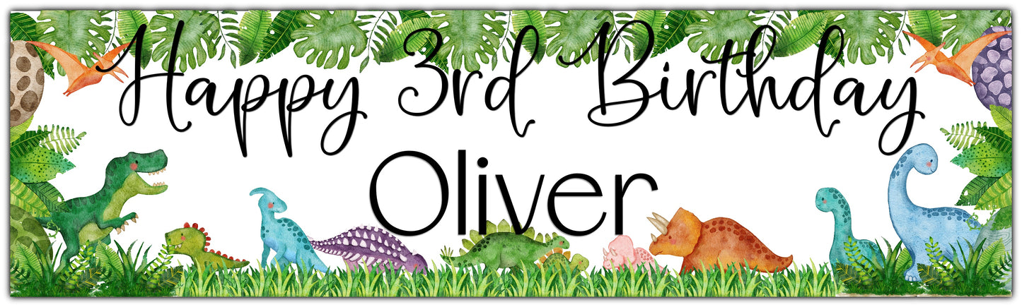 Personalised Dinosaur Birthday Banner